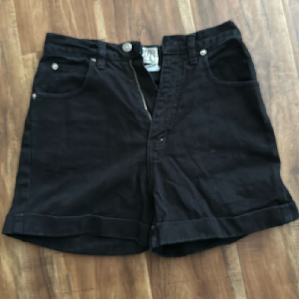 Vintage Ultra High rise black denim shorts